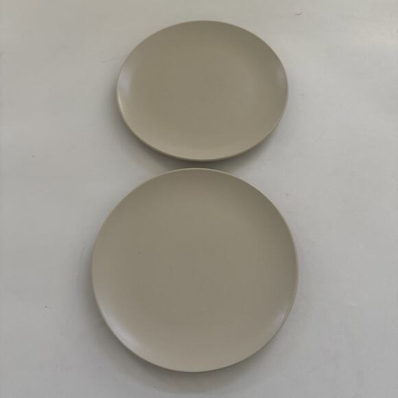 Set of 2 Salad Plates IKEA 12011 Matte Sand Stoneware 8” HTF MCM Modern - Picture 1 of 8